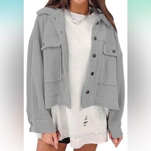 Grey Waffle Knit Shacket